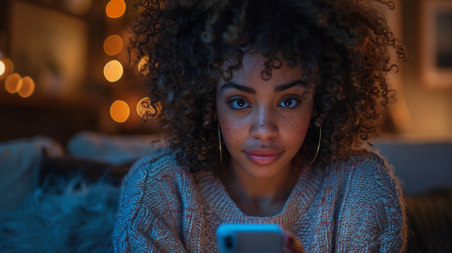 andrebravado a black woman 24 years old looking at her iphone 71b12621 01a8 4a95 ad4a 95d5989f9b1f